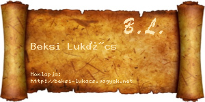 Beksi Lukács névjegykártya